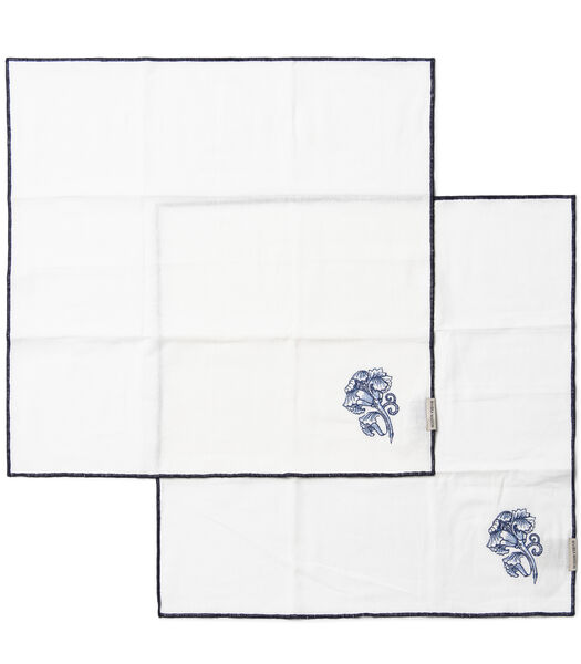 Floral Island - Textiles Serviettes blanc avec fleur bleue