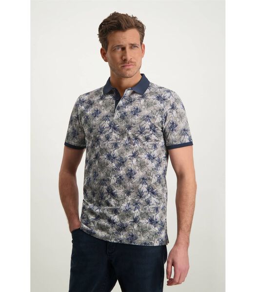 State Of Art Pique Polo Print Navy