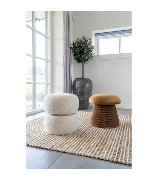 Champagne - Pouf - velours - ocre