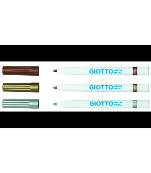 Schoolpack 24 Fibre Pens  Decor Metal - Metal Colors (8 X Gold, 7 X Silver, 3 X Magenta, 3 X Bronze, 3 X Blue)