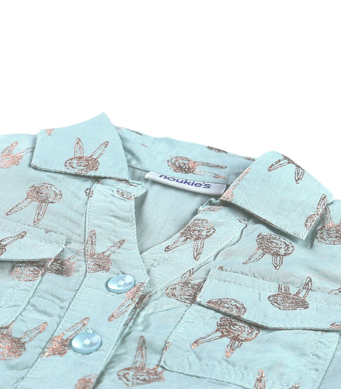 Aqua pakje met korte broek, konijntjes en lurex image number 4