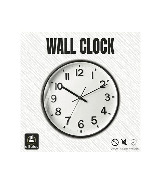 Wandklok - Stil Quartz Uurwerk - Minimalistisch Design klok - Muurklok 30cm - Zwart met Wit