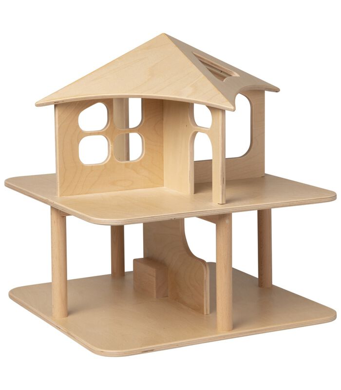 houten speelgoed Poppenhuis open aan 4 zijden-naturel (geschikt voor kinderopvang) image number 1