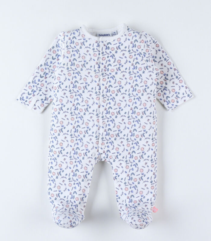 Jersey 1-delige pyjama met bloemenprint, ecru image number 3