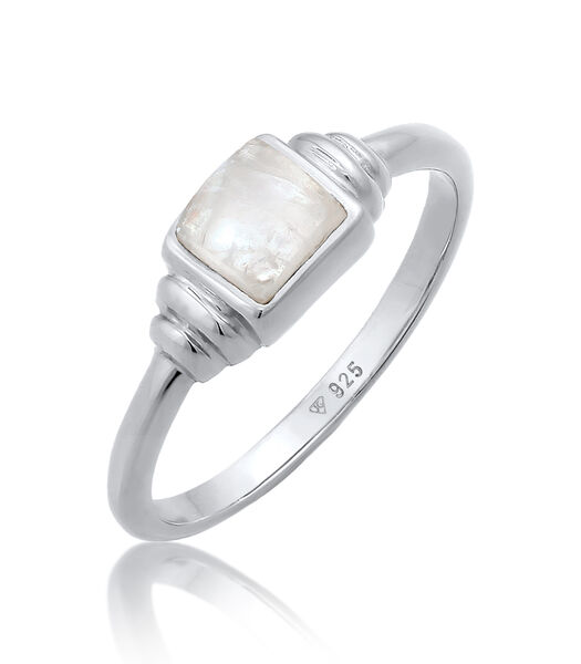 Ring Elli Premium Ring Dames Kwadraat Vintage Met Maansteen In 925 Sterling Zilver Verguld