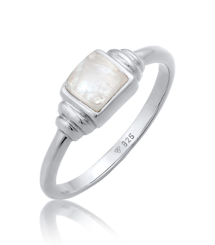 Ring Elli Premium Ring Dames Kwadraat Vintage Met Maansteen In 925 Sterling Zilver Verguld image number 0