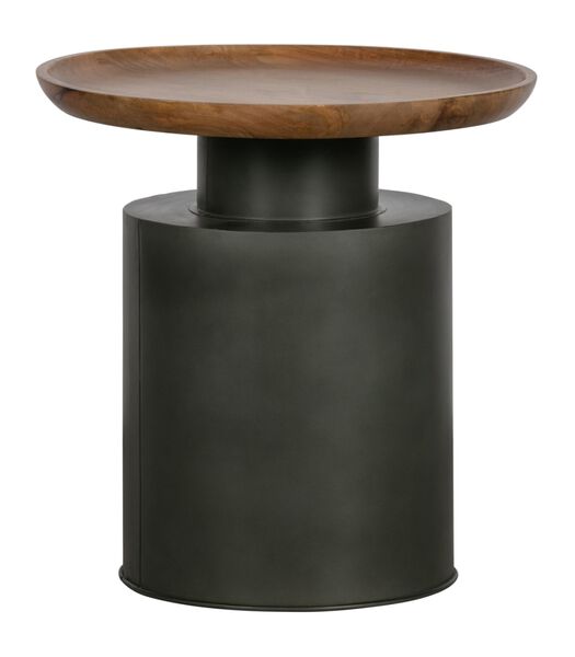 Table d'appoint - Métal/bois - Noir - 54x53x53 cm - Dua
