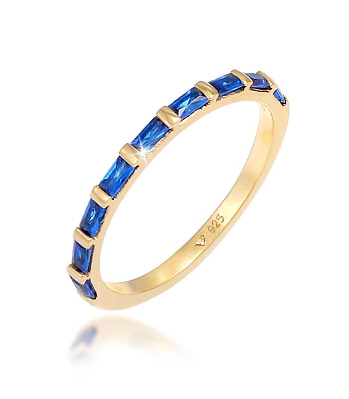 Ring Elli Premium Ring Dames Band Fonkelend Met Synthetische Saffieren In 925 Sterling Zilver Verguld image number 0