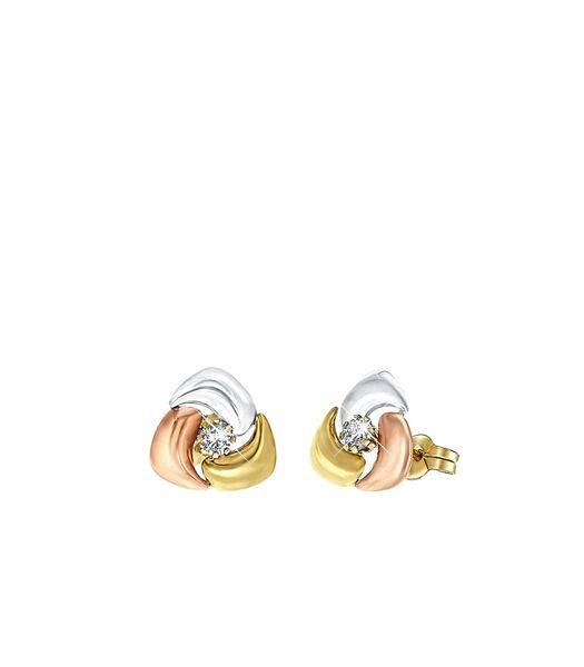 Boucles d'oreilles tricolores 14 Karat avec zirconia