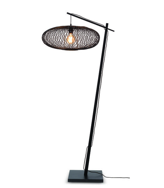 Vloerlamp Cango - Bamboe Zwart/Zwart - 80x60x176cm