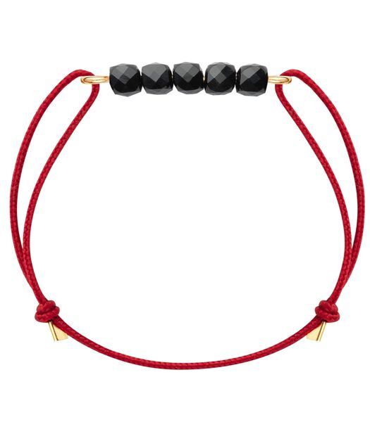 Bracelet Spinelle noir sur Or 14K gold-filled & cordon rouge