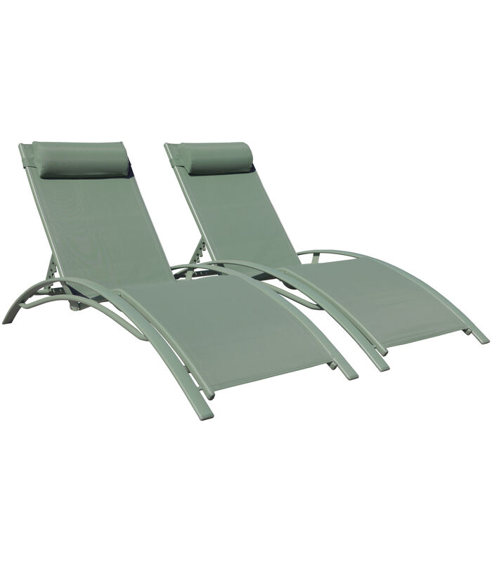 Set van 2 GALAPAGOS ligstoelen in saliegroen textilene - saliegroen aluminium image number 0