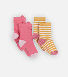 Set met 2 paar sokken, roos/geel image number 1
