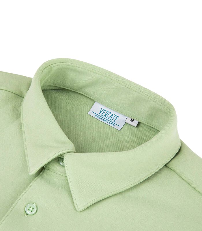 Heren Polo Lange Mouw - Strijkvrij Poloshirt - Groen - Slim Fit - Excellent Katoen image number 2