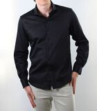 Strijkvrij Overhemd - Zwart - Slim Fit - Katoen Satijn - Lange Mouw - Heren image number 0