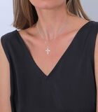 Collier Femme Pendentif Croix Élégante Avec Diamants (0.03 Ct.) En Argent Sterling 925 image number 4