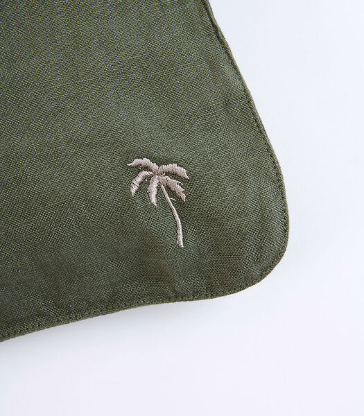 Orama Palm kussenhoes van kaki linnen
