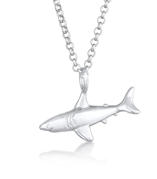 Collier Femmes Shark Pendant Pea Necklace Animal Symbol Océan Été Trend En Argent Sterling 925