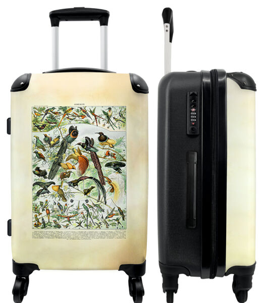 Bagage à main Valise avec 4 roues et serrure TSA (Nature - Vintage - Oiseaux - Illustration)