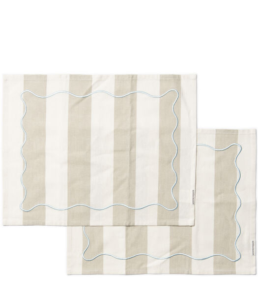 Capri - Sets de table en textile Beige motif à rayures verticales