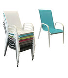Lot de 6 chaises MARBELLA en textilène bleu - aluminium blanc image number 1