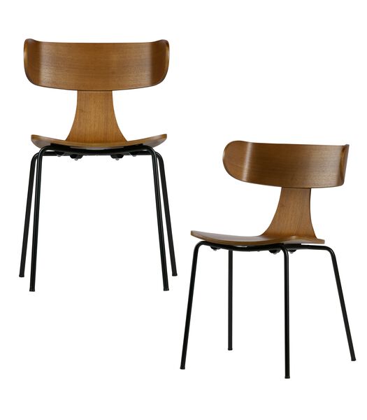 Lot de 2 Chaises de Table - Bois - Marron - 77,5x50x52 - Form