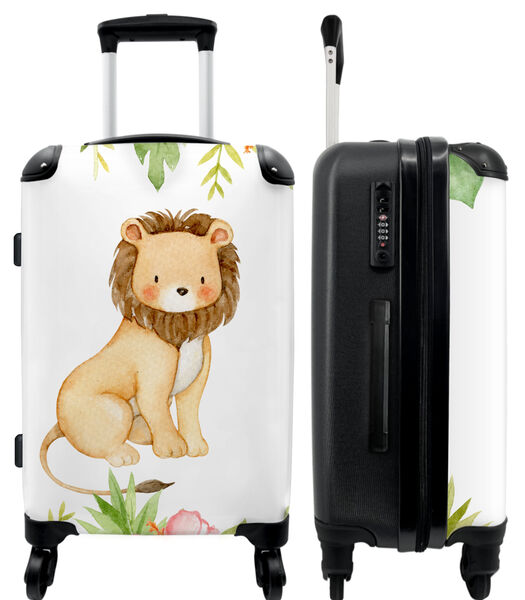 Bagage à main Valise avec 4 roues et serrure TSA (Lion - Enfants - Illustration - Aquarelle)