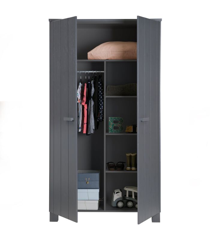 Armoire - Pin - Anthracite - 202x111x55  - Dennis image number 2