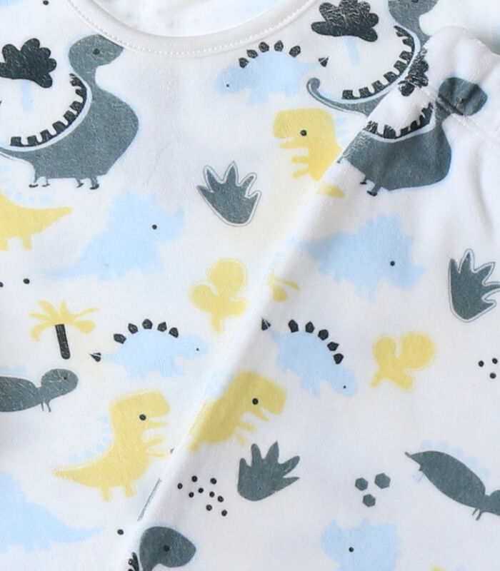 Fluwelen 2-delige pyjama met dinosaurussenprint, ecru/blauw image number 4