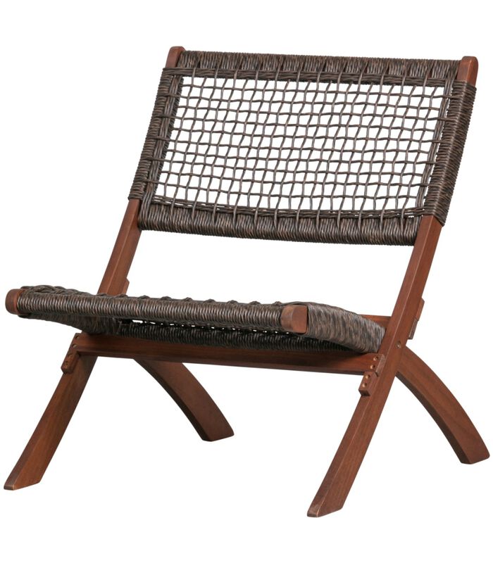 Chaise pliable d'interieur et d'extérieur - Bois d'eucalyptus - Marron foncé - 73x60x78 cm - Lois image number 2