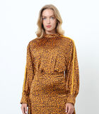 Luipaardprint blouse en kwast mouwen image number 0