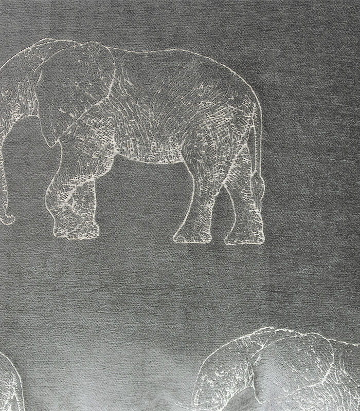Poef met grijze geborduurde olifanten image number 2