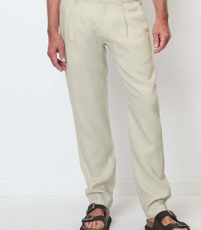 Pantalon en lin modèle OSBY jogger pleats image number 0