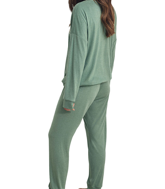 Pyjama indoor outfit broek top lange mouwen Cotton image number 1