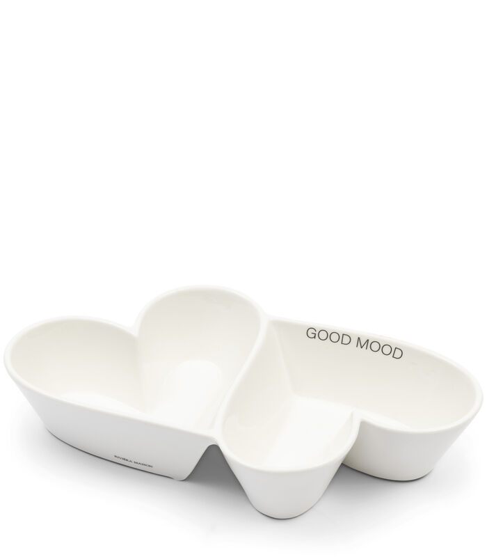 Serveerschaal WIt, Hartjes kom - Good Food Good Mood Bowl - Porselein image number 0