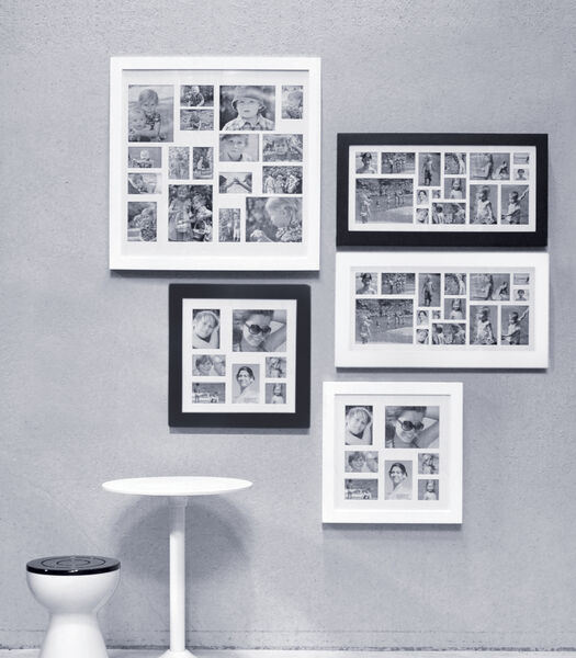 XLBoom Image Cadre photo - Cadre collage pour 15 photos - En bois - Blanc