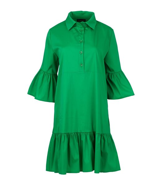 Groene klokmouwtjes jurk met gerafelde zoom