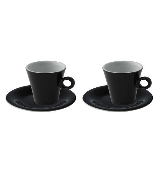 Tasse à café et soucoupe  Finn Color 15 cl 15,5 cm Porcelaine noire 2 pièce(s)