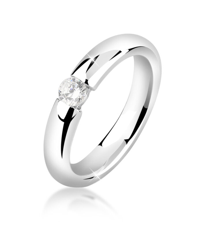 Ring Dames Verlovingsring Elegant Met Zirkonia Kristallen In 925 Sterling Zilver image number 0