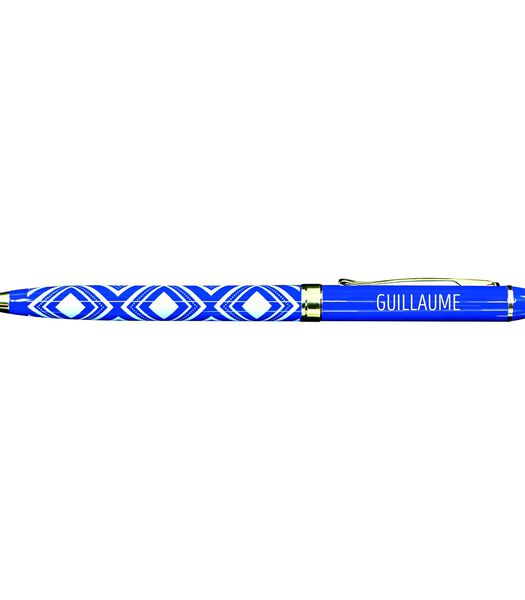 Fijne pen in gelakt metaal blauw- Guillaume