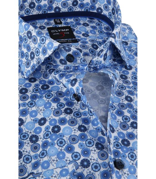 OLYMP Overhemd Lvl 5 Blauw Dessin