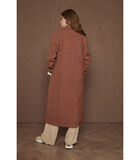Manteau long en tweed rouge-marron à motif chevrons image number 1