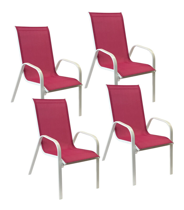 Set van 4 MARBELLA stoelen in roze textilene - wit aluminium image number 0