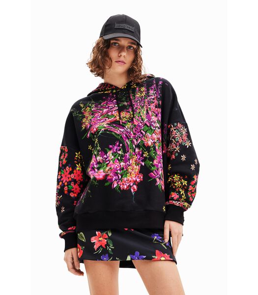 Sweatshirt oversize fleurs femme