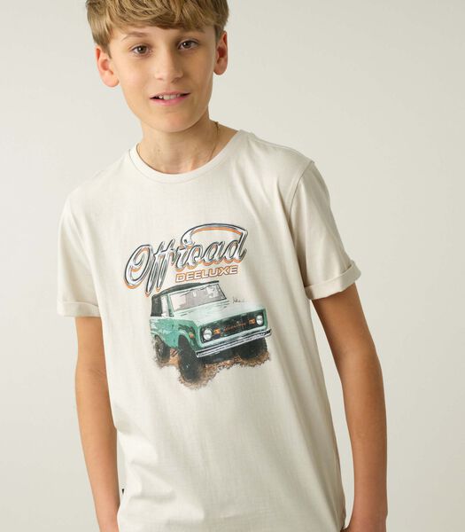 OFFROAD - Solide t-shirt met 4x4-patroon voor offroad jongens