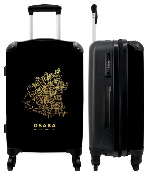 Handbagage Koffer met 4 wielen en TSA slot (Osaka - Goud - Plattegrond - Stadskaart)