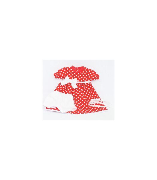 Kledingset pop Blanditas rood/wit stip