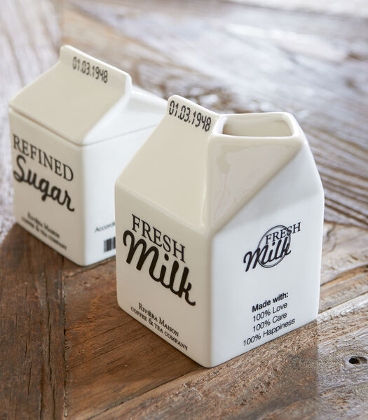 Melkkan, voorraadpot melk met tekst - Carton Ja - Wit - 1 stuk