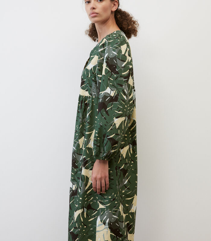 Midi-jurk met print all-over en volumineuze mouwen image number 3
