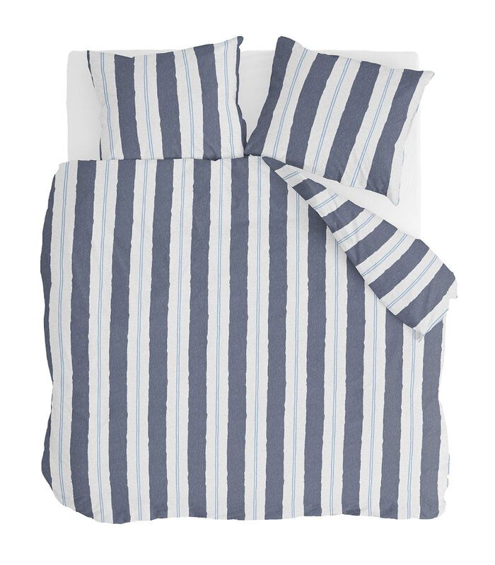 Housse de couette Remade Nautic Stripes Bleu Foncé Coton image number 1